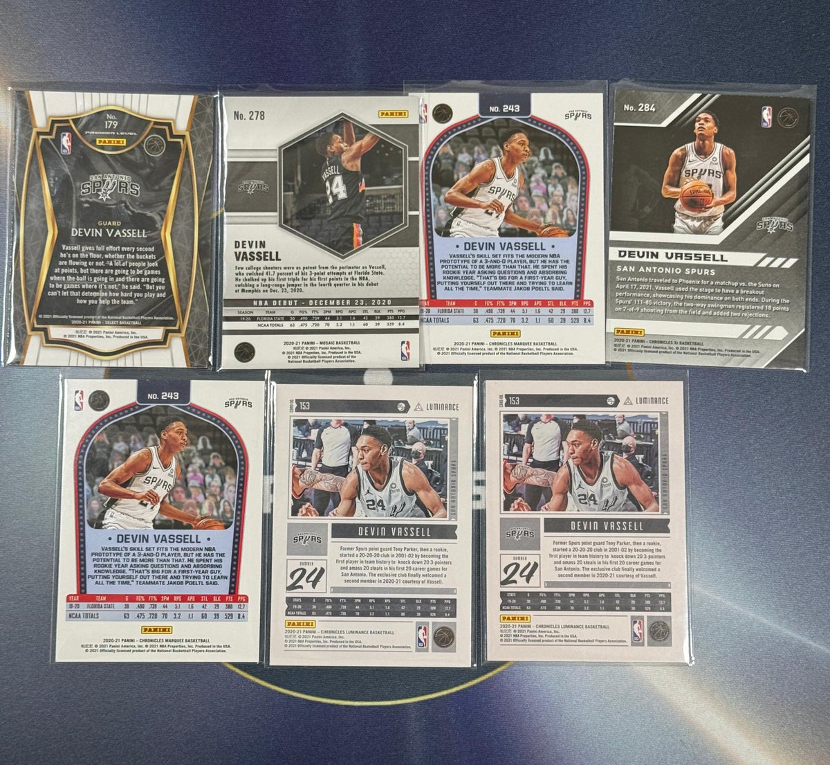 Devin Vassell Rookie Lot (7 Panini Sammelkarten) NBA